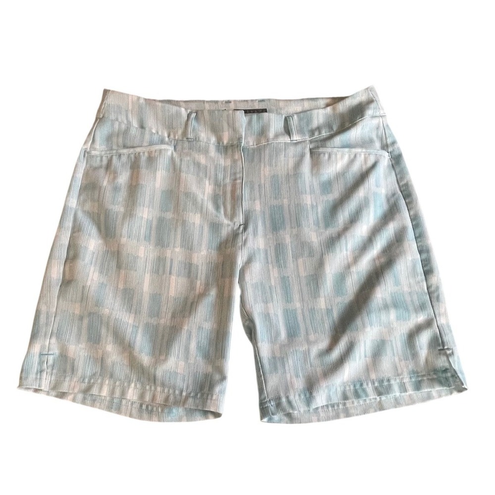 Adidas Golf Shorts Light Blue White Checkered Performance Stretch women 10